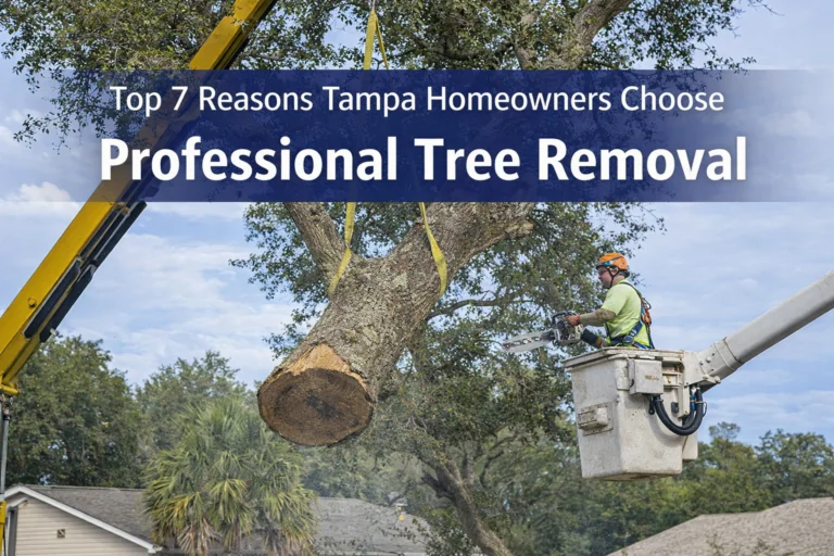 Professional tree removal service in Tampa residential area